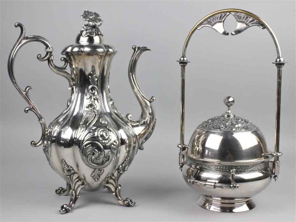 Appraisal: VICTORIAN SILVERPLATE TEAPOT late th century with repousse decoration of