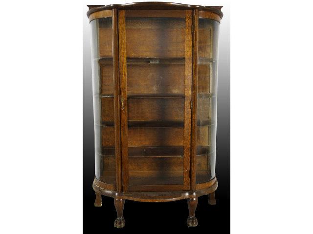 Appraisal: Oak China Cabinet Description Two side panels curved glass Front