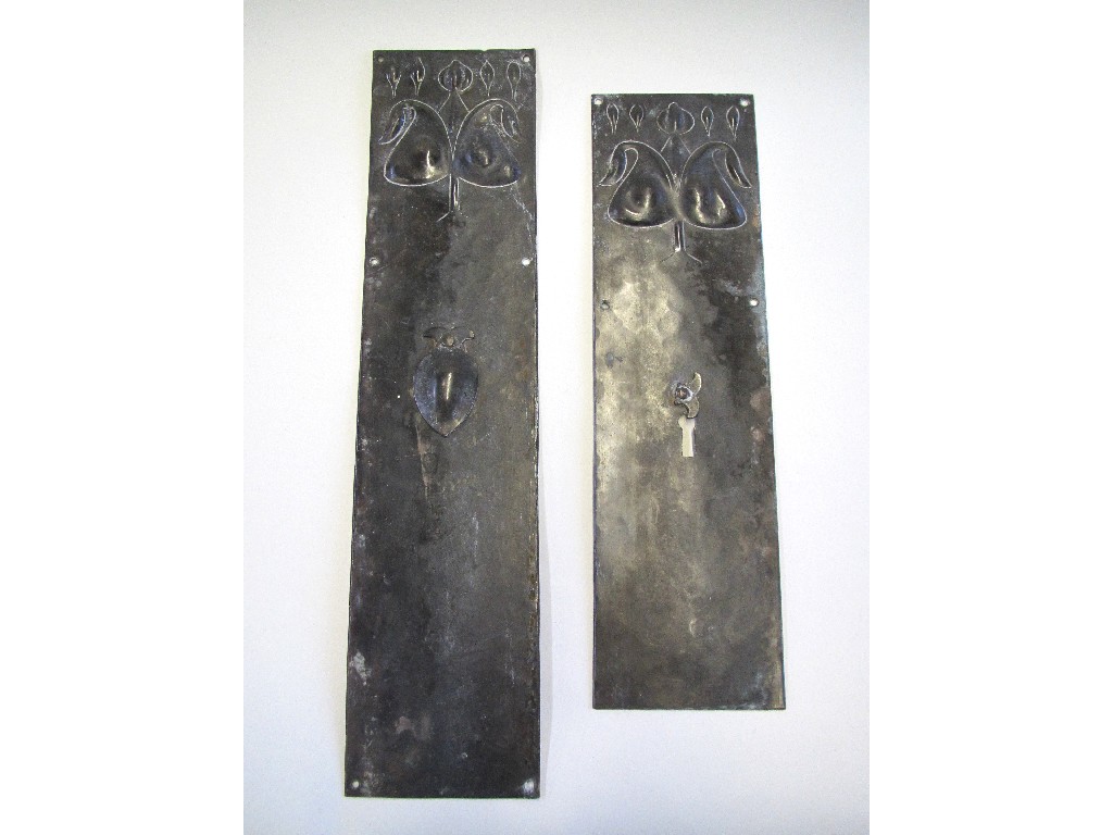 Appraisal: Pair of Arts and Crafts patinated copper finger plates both