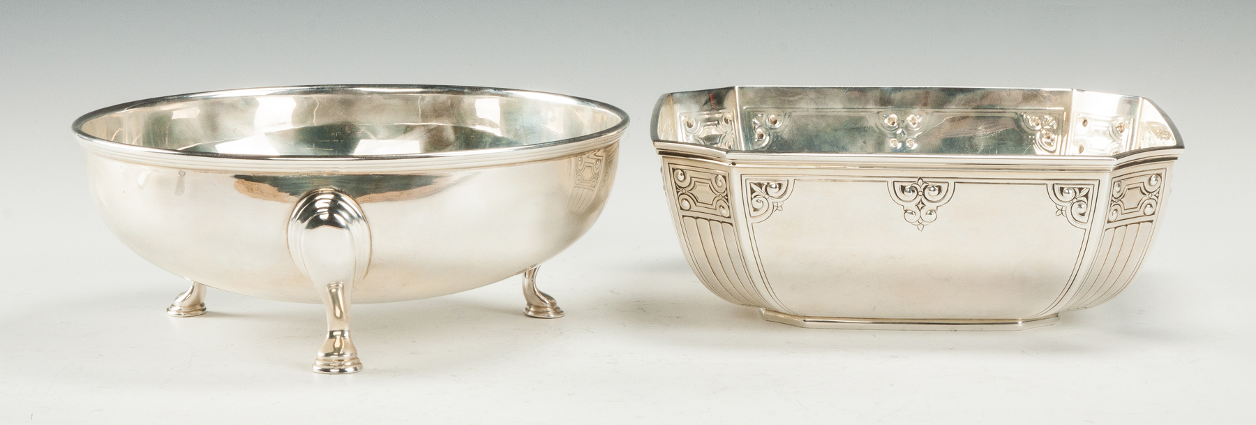 Appraisal: Two Tiffany Co Makers Sterling Silver Bowls L Round bowl