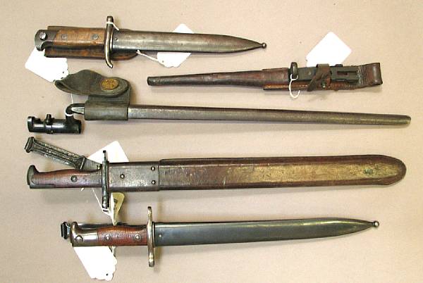 Appraisal: A lot of Five American bayonets Comprising Mod socket blued