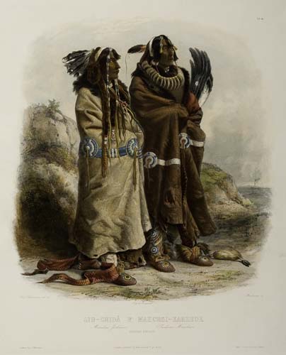 Appraisal: INDIANS Bodmer Karl Mandan Indians Tableau Hand-colored engraved and aquatint