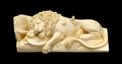 Appraisal: Continental carved ivory figure of a lion th century The