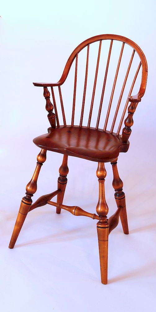 Appraisal: Signed D R Dimes Pine Windsor High Chair Exclusive on