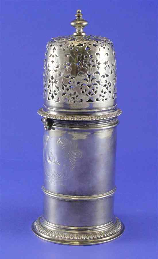 Appraisal: A Charles II silver lighthouse caster with engraved contemporary and