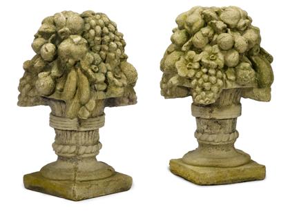 Appraisal: Pair of cast stone fruit baskets th century