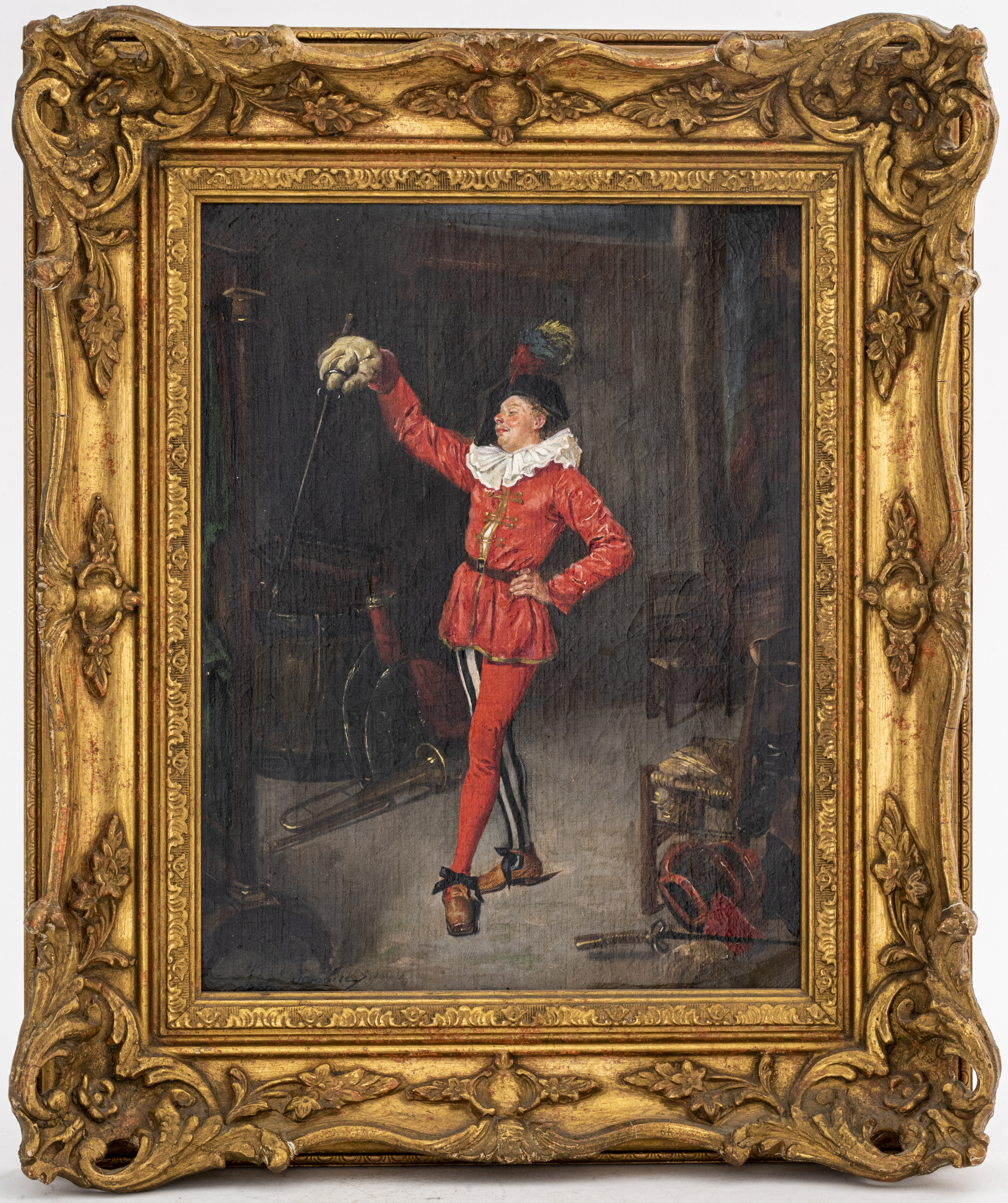 Appraisal: JEAN LAMAIRE THE SWORDSMAN OIL PAINTING Jean Lamaire French XIX