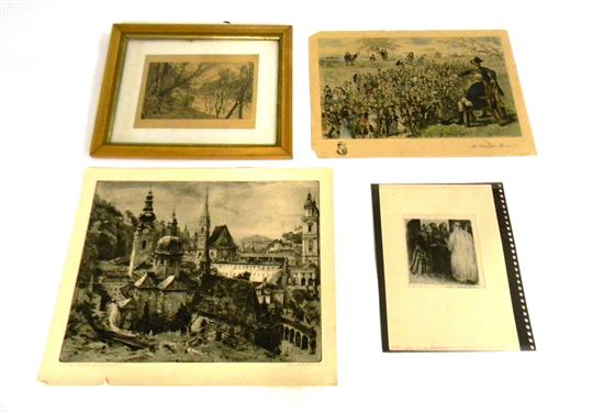 Appraisal: th th C prints four pieces three loose one framed