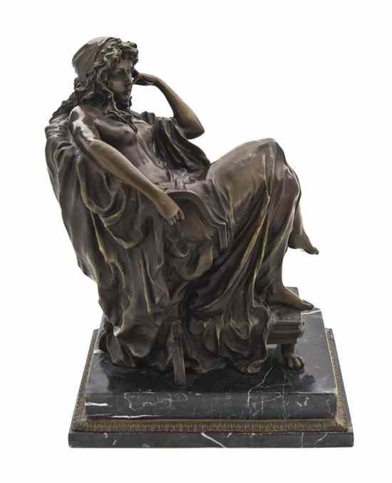 Appraisal: A Continental Bronze Figure depicting a lady seated in a