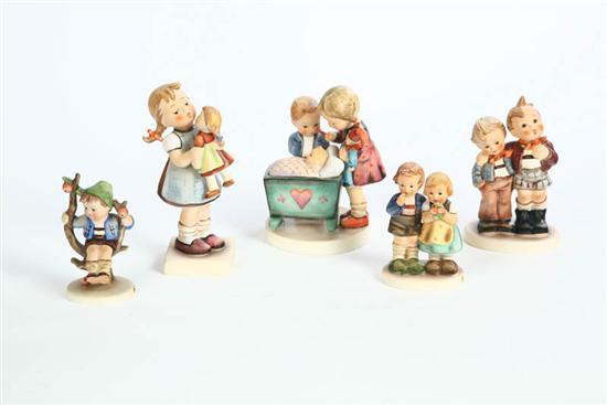 Appraisal: FIVE HUMMEL FIGURES We Congratulate h Kiss Me h Blessed