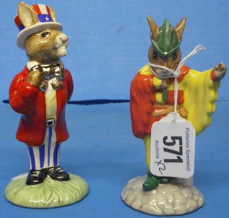 Appraisal: Royal Doulton Bunnykins Figures Minstrel DB With Certficate and Uncle