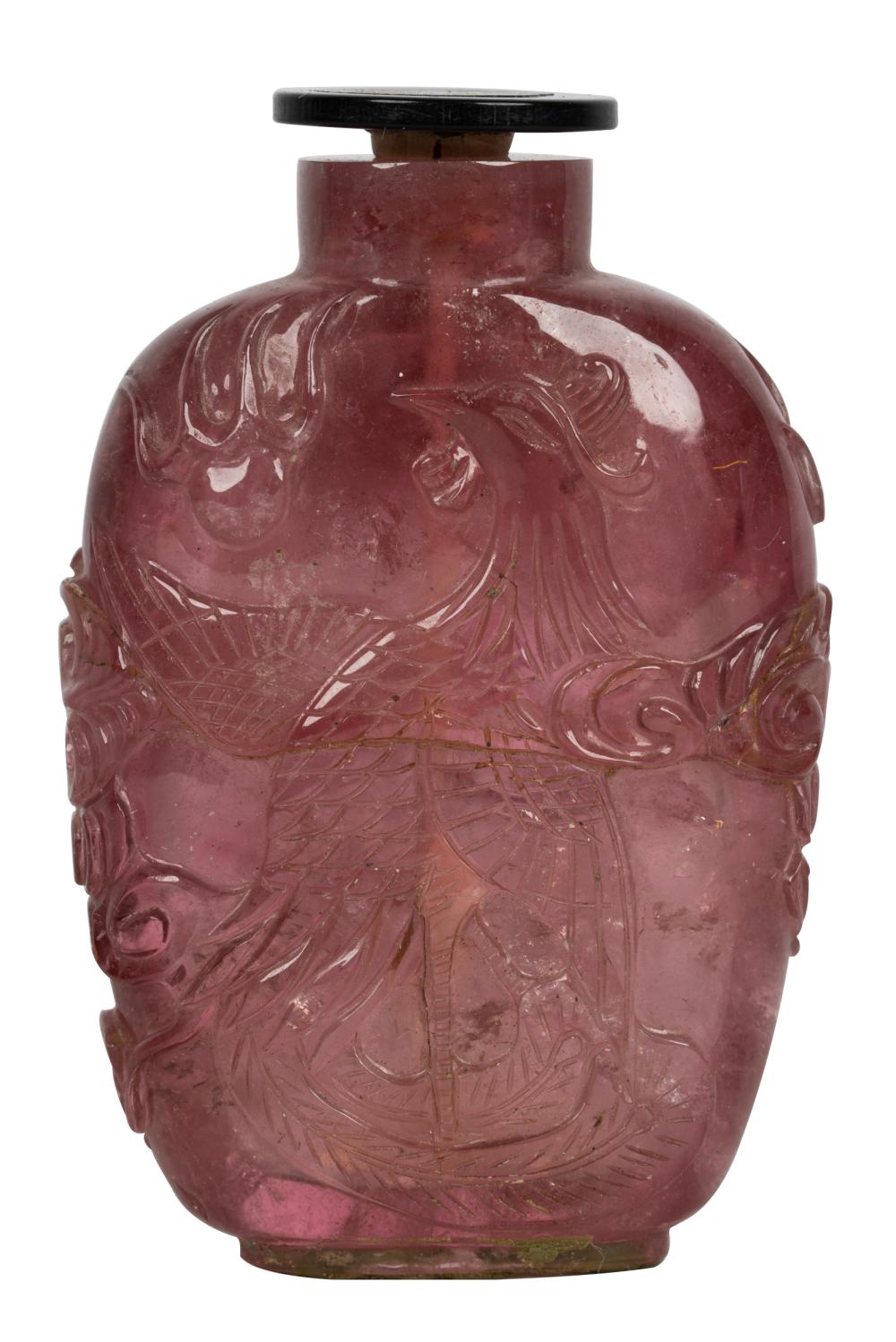 Appraisal: PINK TOURMALINE SNUFF BOTTLEProvenance The Estate of Dr Leon and