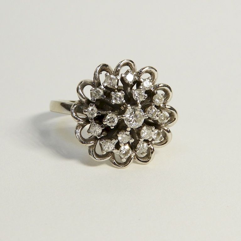 Appraisal: Vintage K White Gold Diamond Cluster Ring Unknown th Century