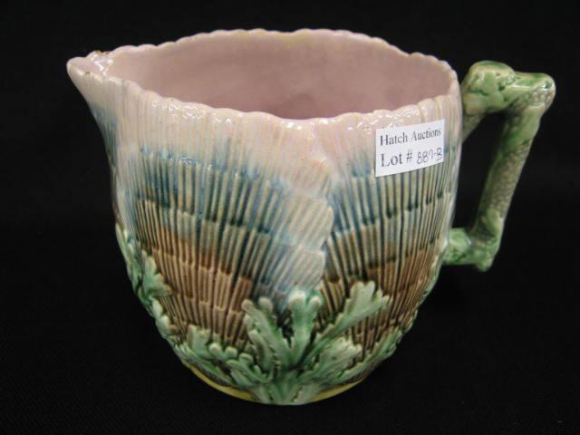 Appraisal: Etruscan Majolica Seaweed Shell Pitcher tall some loss