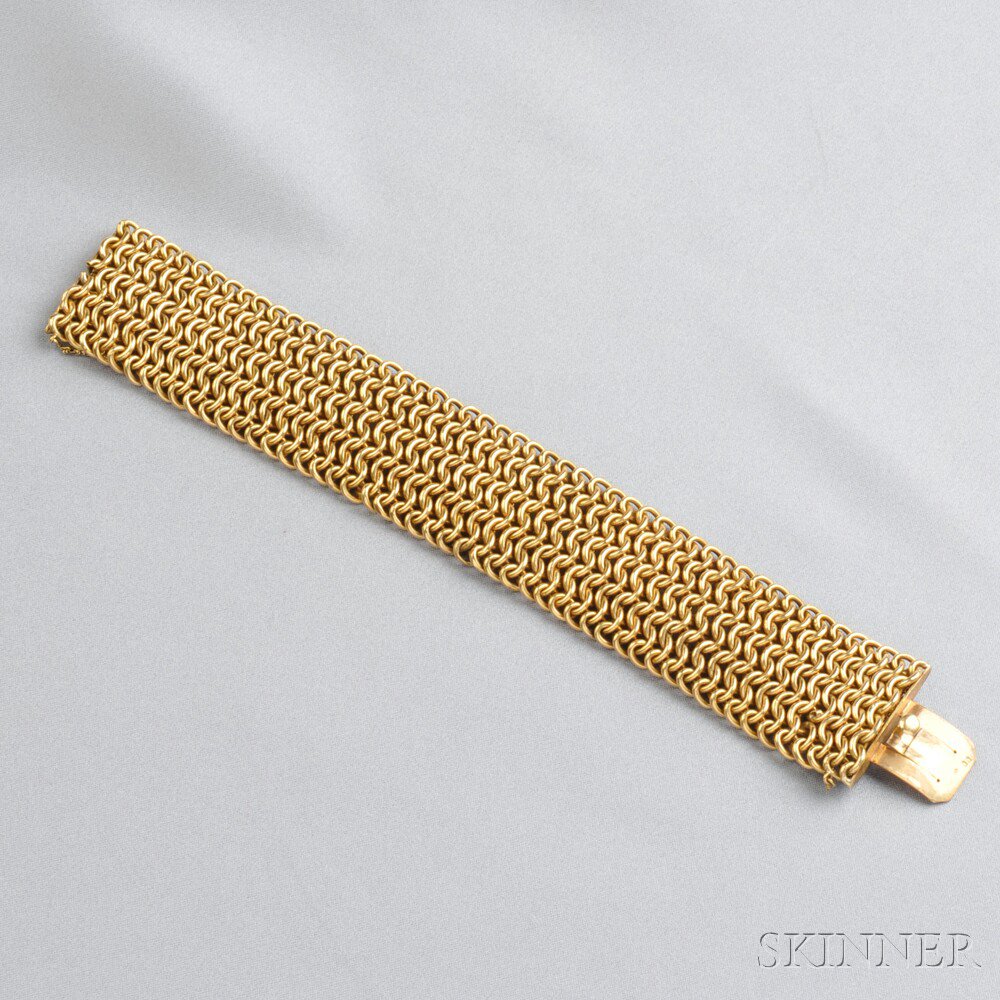 Appraisal: Antique kt Gold Bracelet France designed as a wide strap