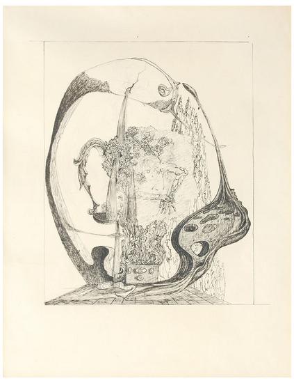 Appraisal: Salvador Dali - Untitled Surrealist Landscape Pen and ink and