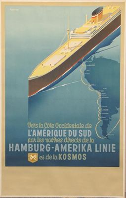 Appraisal: Hamburg - Amerika Line' a lithographic poster by Ottomar Anton