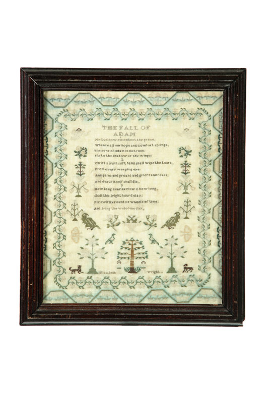 Appraisal: SAMPLER Elizabeth Wright England early th century silk on wool