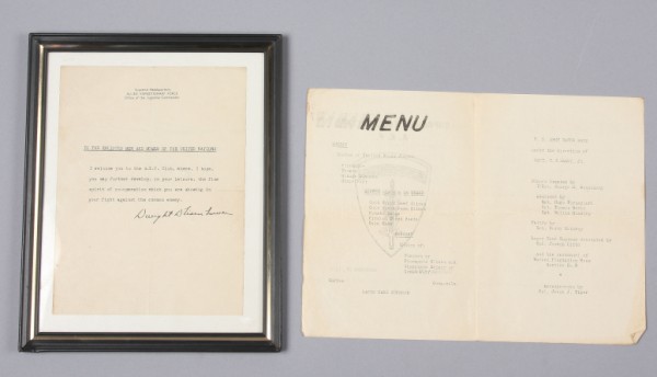 Appraisal: Grouping of two pieces of ephemera including Welcome letter from