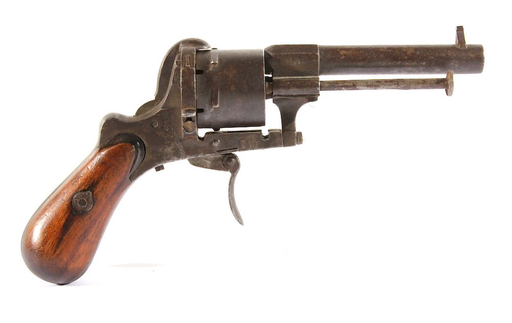 Appraisal: Belgian Folding Trigger Pinfire Revolver For your consideration is a