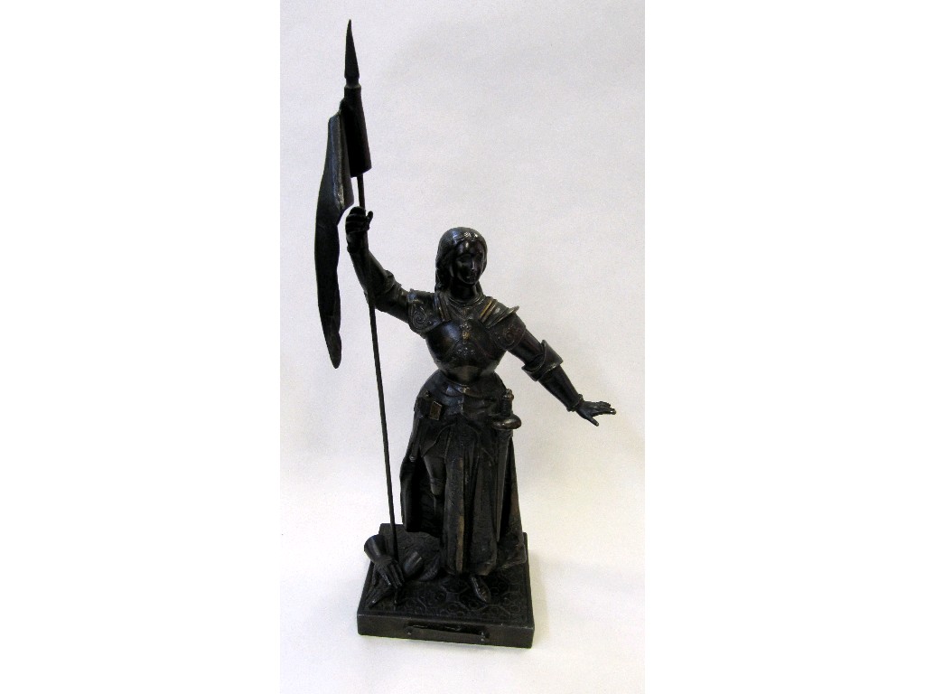 Appraisal: Cast spelter figure of Joan of Arc