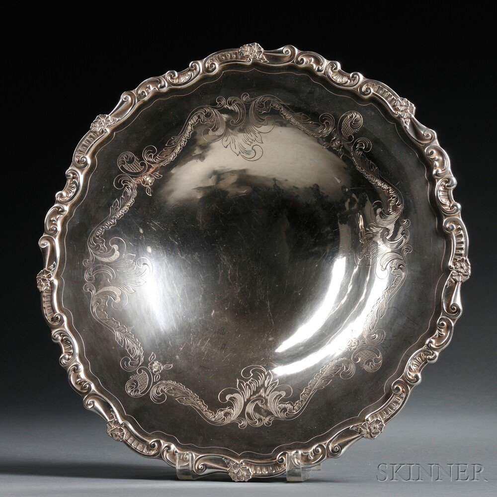 Appraisal: Peruvian Sterling Silver Center Bowl mid- th century maker's mark