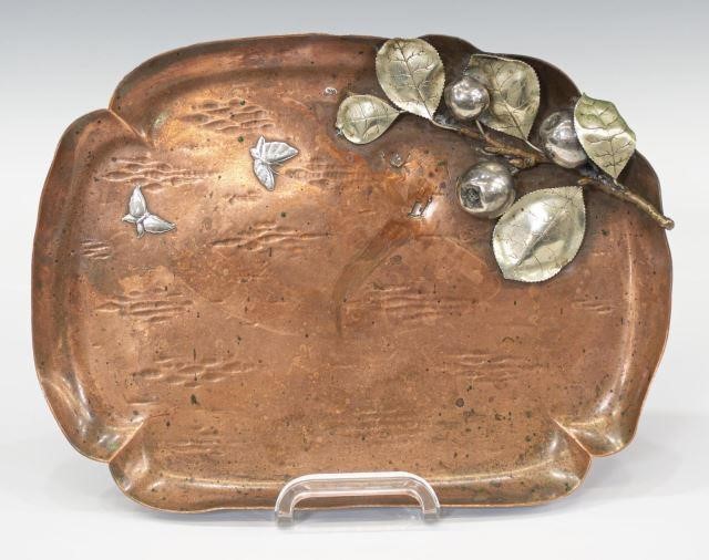 Appraisal: American Gorham mixed metal tray in the Aesthetic taste c