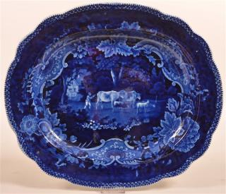 Appraisal: Staffordshire Blue Trans Pastoral View Platter Staffordshire China Blue Transfer