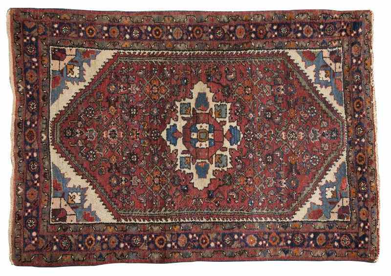 Appraisal: Hamadan Area Rug circa cotton foundation with central medallion on