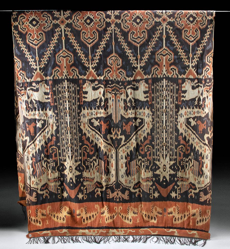 Appraisal: Indonesian Sumba Hinggi Textile with Dragons Southeast Asia Eastern Indonesia