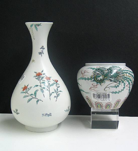 Appraisal: Two porcelains Each decorated in a Kakiemon style palette including