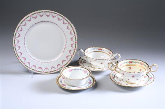 Appraisal: -PIECE ENGLISH AND FRENCH ASSEMBLED FLORAL-DECORATED PORCELAIN SERVICE late th-early