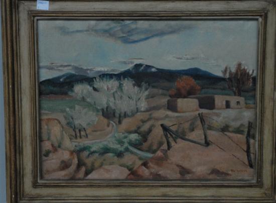 Appraisal: POMEROY FLORENCE W OIL ON CANVAS ADOBE LANDSCAPE Signed lower