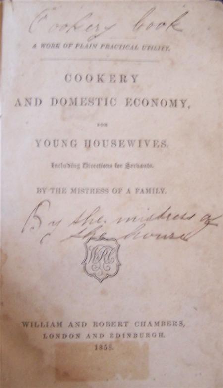 Appraisal: Cookery Cookery and domestic economy for young housewives London W