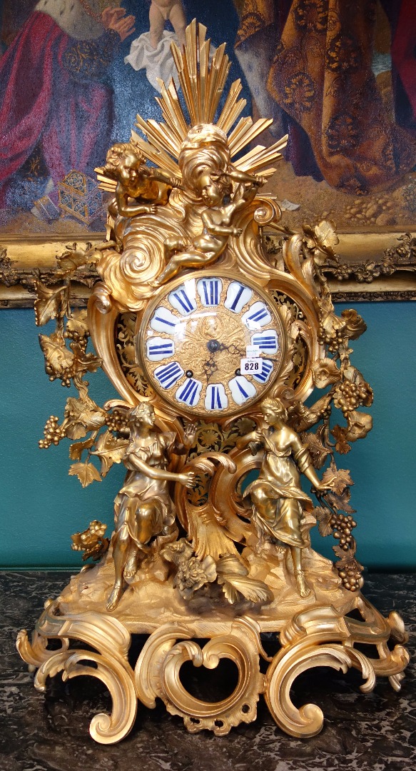 Appraisal: A French ormolu mantel clock of large proportions circa ornately