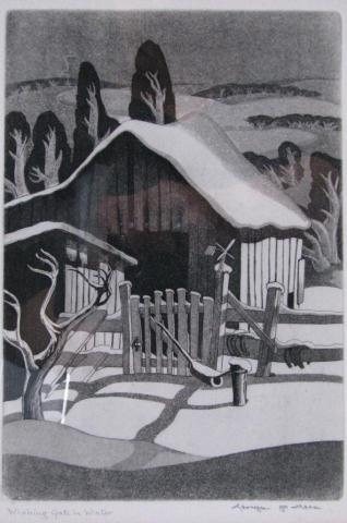 Appraisal: George Jo Mess - IN etching ''Wishing Gate in Winter''