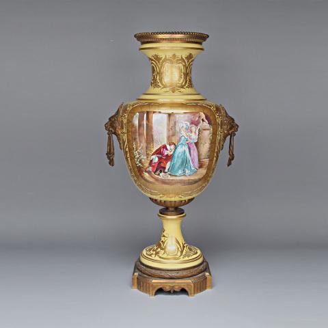 Appraisal: Ormolu Mounted S vres Yellow Ground Large Vase late th