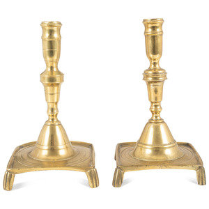 Appraisal: A Matched Pair of Continental Brass Footed and Dished Square