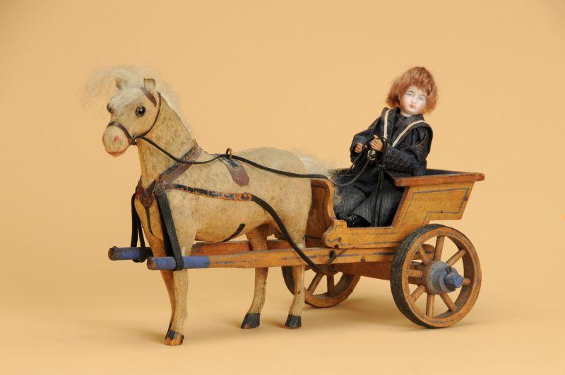 Appraisal: Boy in Horse Cart Germany ca a fine quality toy