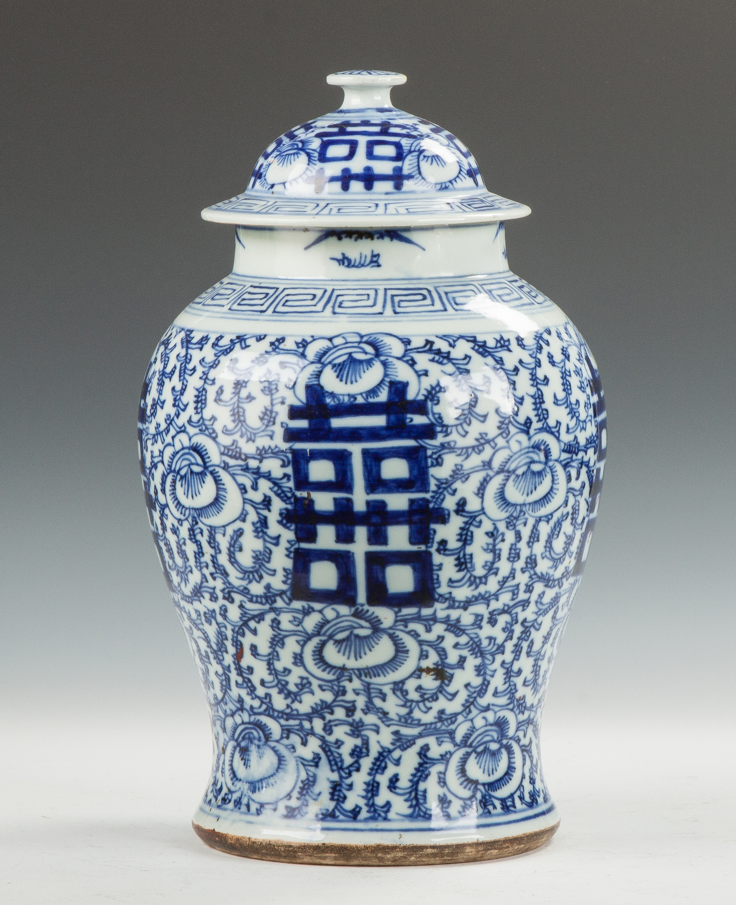 Appraisal: Chinese Blue White Porcelain Temple Jar