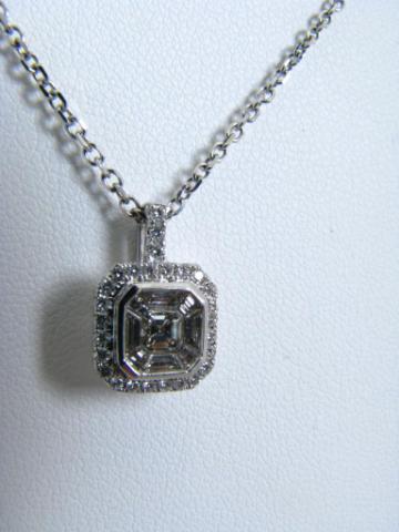 Appraisal: k white gold chain ctw diamond Asscher cut baguette and