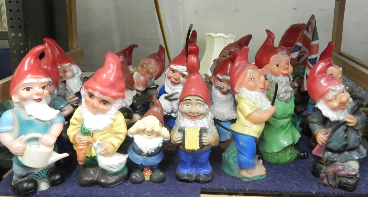 Appraisal: Various garden gnome figures to include mainly plastic examples AF