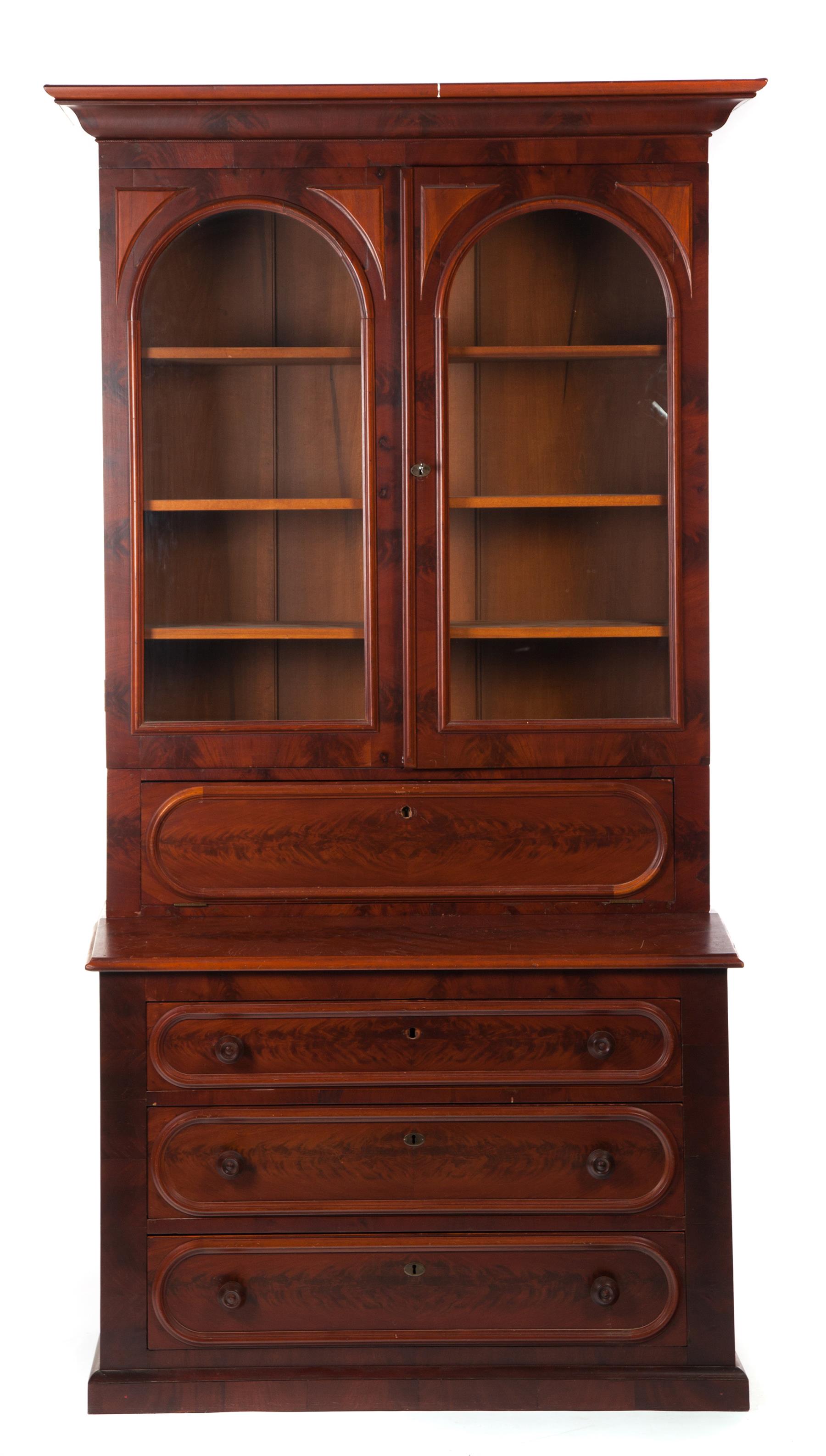 Appraisal: TWO-PIECE VICTORIAN SECRETARY BOOKCASE American rd quarter- th century mahogany