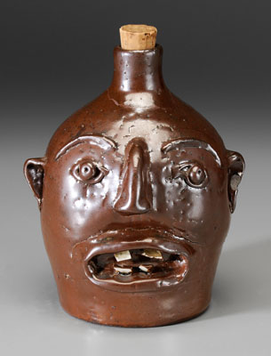 Appraisal: Brown Pottery Face Jug Buncombe County North Carolina early to