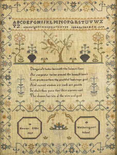 Appraisal: NEEDLEWORK SAMPLERS Grouping of four includes Eliza Walker s Eleanor