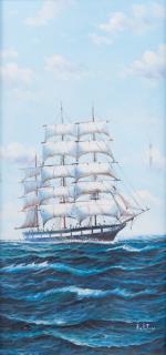 Appraisal: Fulton Ship at Sea Oil on Canvas Framed in a