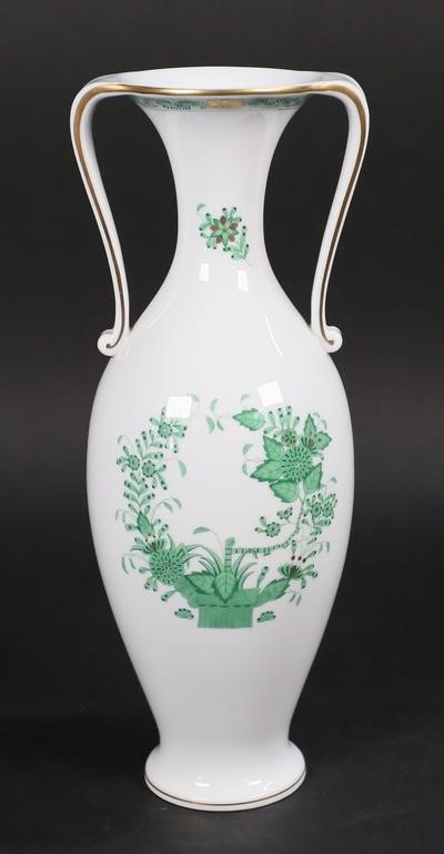 Appraisal: Herend Hungary - Porcelain two handled vase in the Chinese