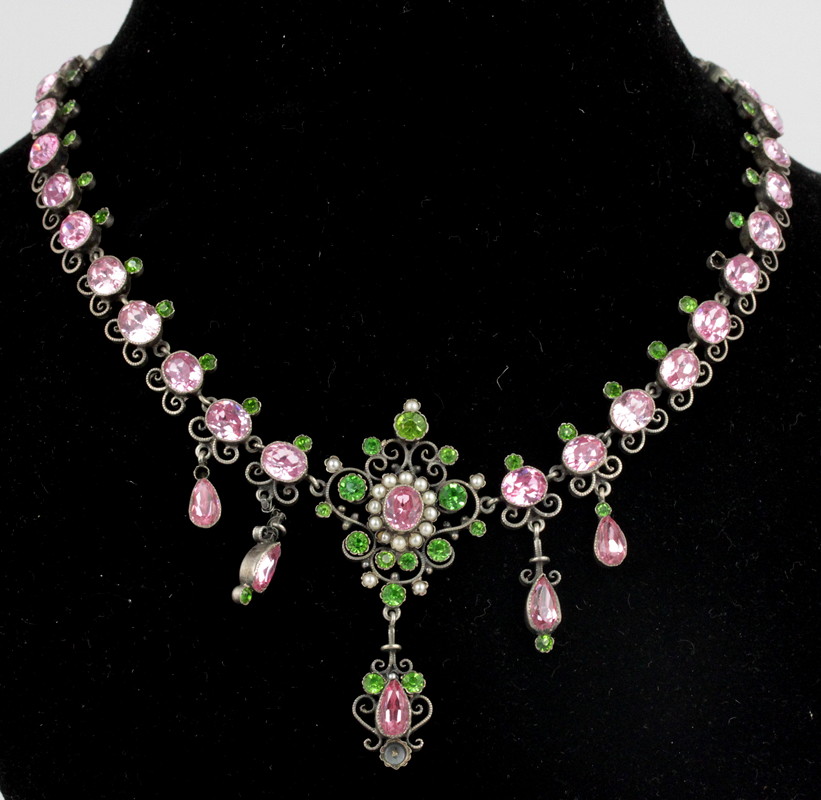 Appraisal: A Victorian paste set necklace the central openwork element suspending