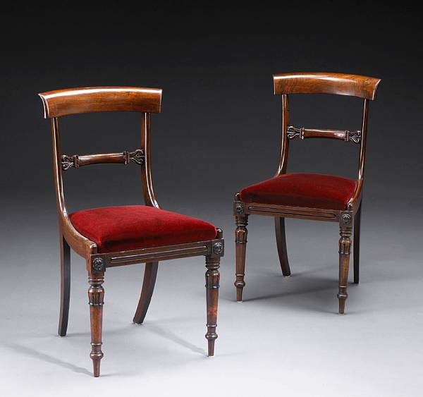 Appraisal: A set of six Regency rosewood side chairs first quarter