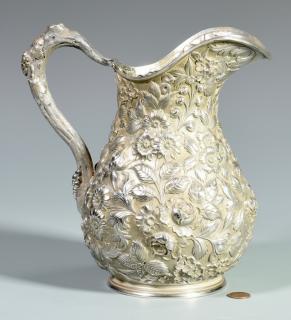 Appraisal: Baltimore Sterling Silver Repousse Floral Pitcher Baltimore Silversmiths Mfg Co